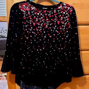 black blouse with pink and white hearts- Elle(brand)
